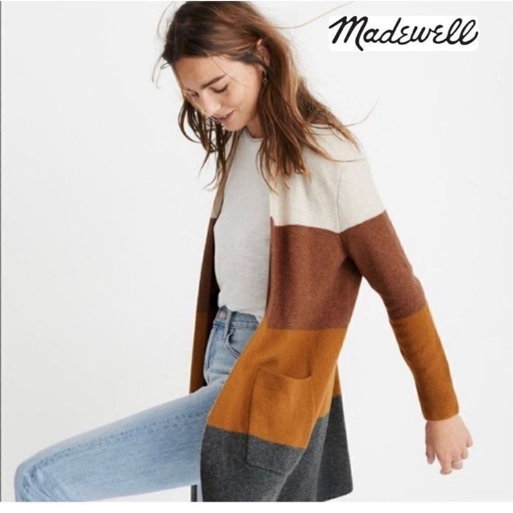 Madewell Kent Colorblock Cardigan Sweater Women’s Size Small